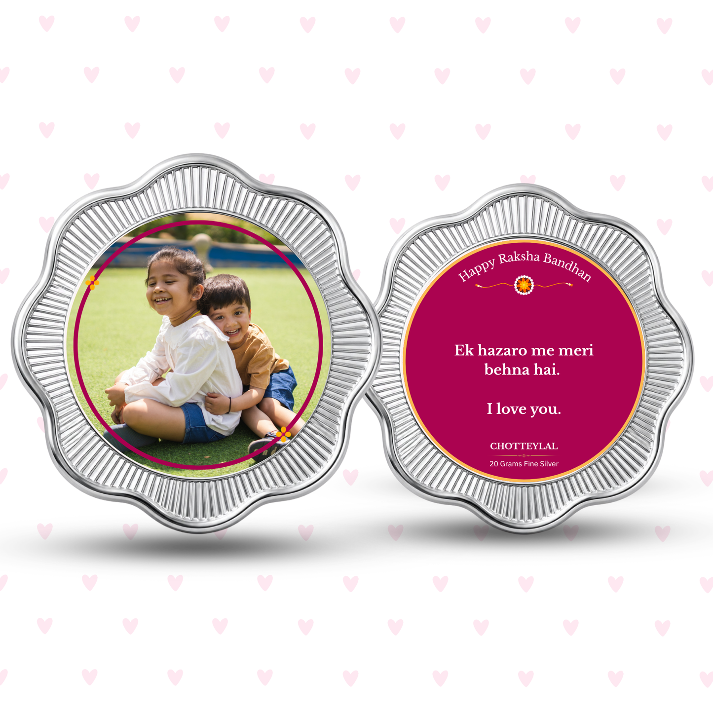 Ek Hazaaron Mein Meri Behna Hai – Personalised Photo Silver Coin Raksha Bandhan Gift for Sister