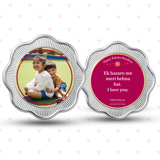 Ek Hazaaron Mein Meri Behna Hai – Personalised Photo Silver Coin Raksha Bandhan Gift for Sister