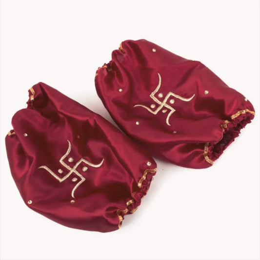 Elegant Satin Swastik Maroon Chooda Cover | Chotteylal and Sons