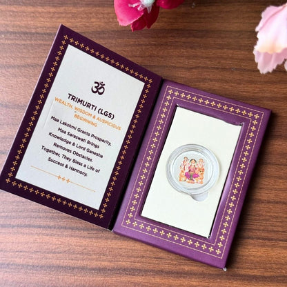 Lakshmi Ganesh Saraswati ji, Silver, UV Printed, 1 GM, 999 Purity Silver Coin