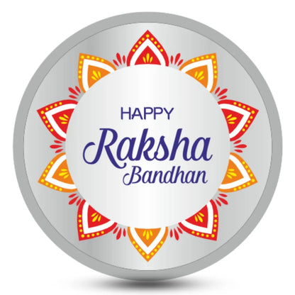 Happy Raksha Bandhan Box, 10gm UV Print Silver Coin With Rakhi Card - 999 Purity Silver Coin