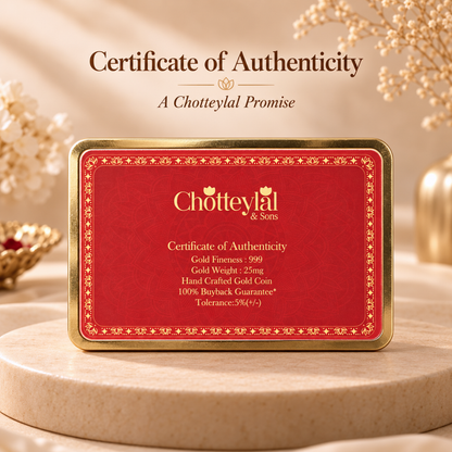 25mg Gold Lakshmi Ji Coin with Designer Gift Card