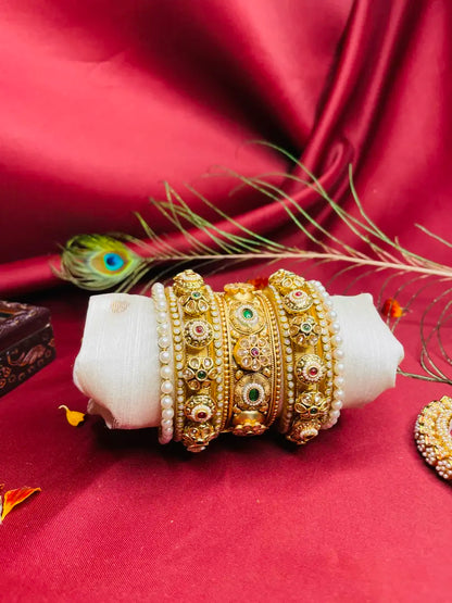 Golden Radiance: Antique Bridal Kada Sets