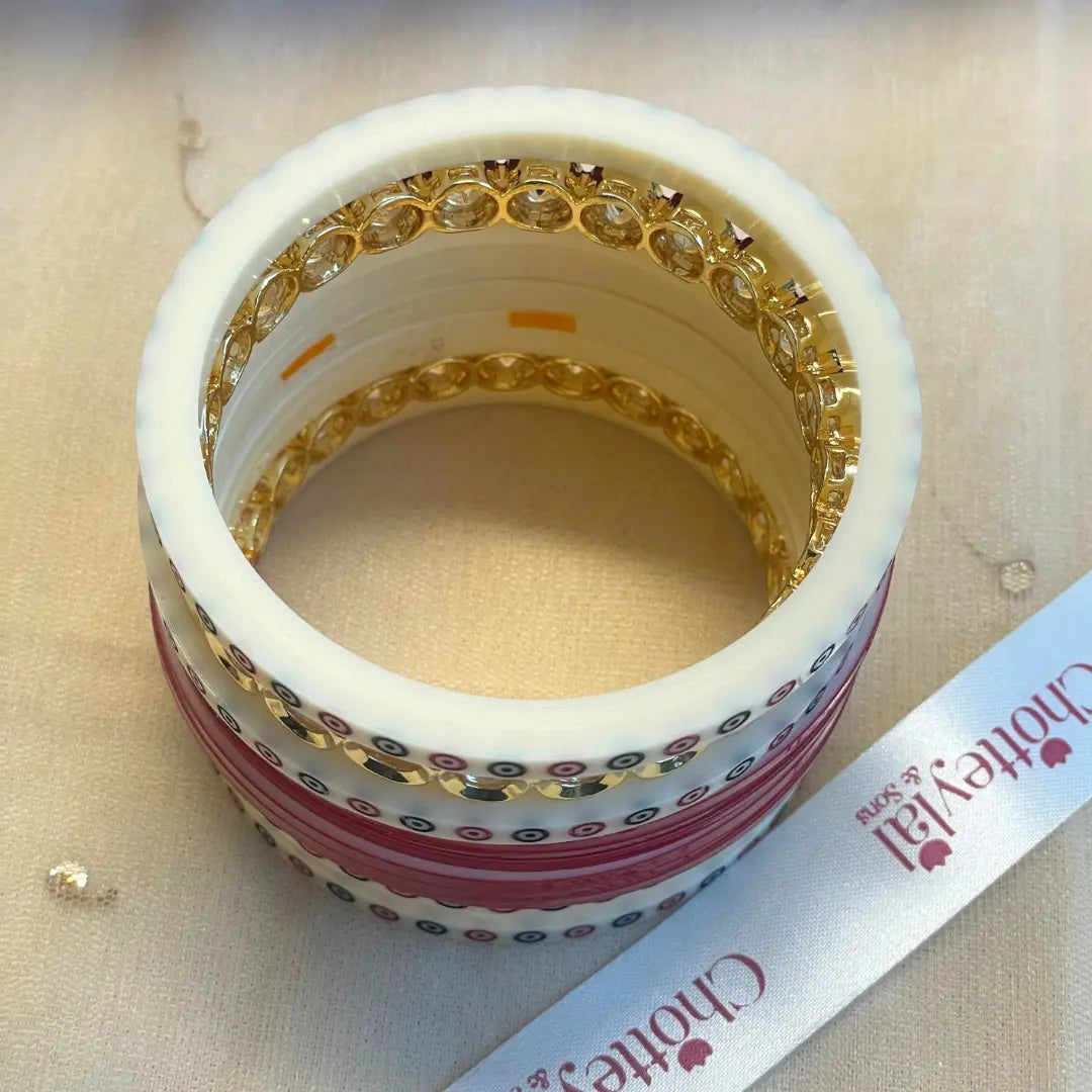 Pure Pearl Classic Heritage Diamond Dark Red Chooda Set of 21