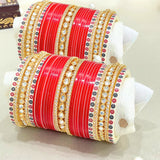 Pure Pearl Shimmer Kundan Diamond Red Chooda