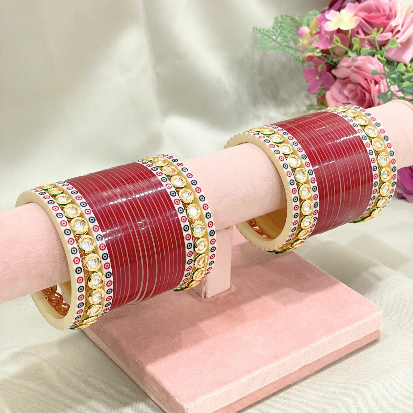 Pure Pearl Radiance Kundan Dark Red Chooda