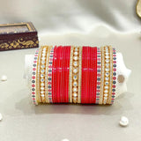 Pure Pearl Shimmer Kundan Diamond Red Chooda