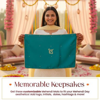 Dark Pink Mehndi Mat Customizable With Logo and 1 Line Text