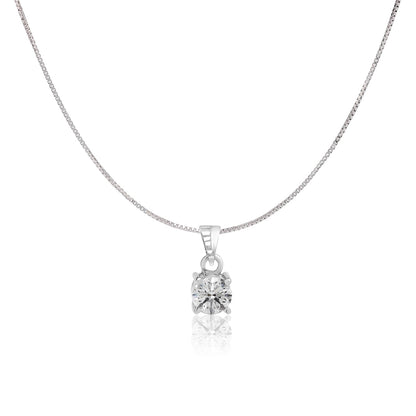 Sterling silver Box chain With Round Solitaire pendant