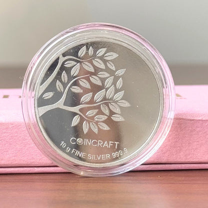 Colorful Banyan Tree Design, UV Printed, Round Shape, Single (10 Gram), 999 Purity Silver Coin - Ready To Ship