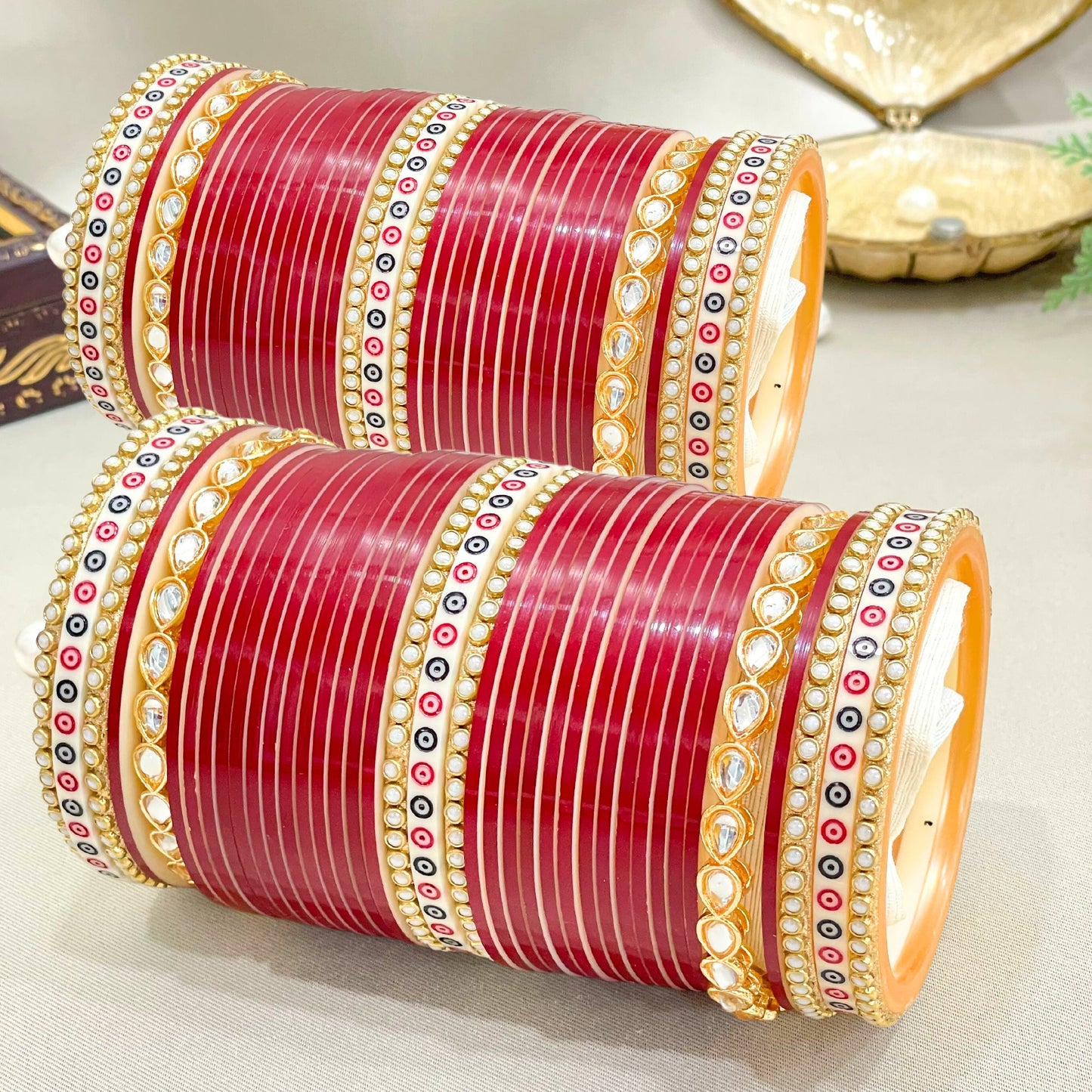 Pure Pearl Regal Kundan Dark Red Chooda