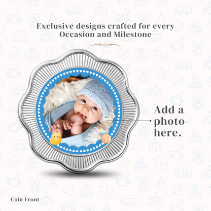 It's A Boy Silver Coin For Baby Announcements - Add Photo & Name