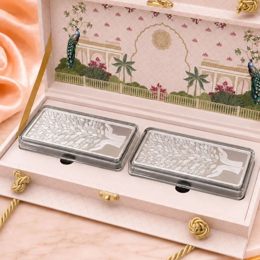 Leaf in Hand 1 Kg Premium Banyan Tree Silver Bar Set of 2 {500g Each}