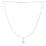 Sterling silver Box Chain With Princess Cut Shape Solitaire pendant