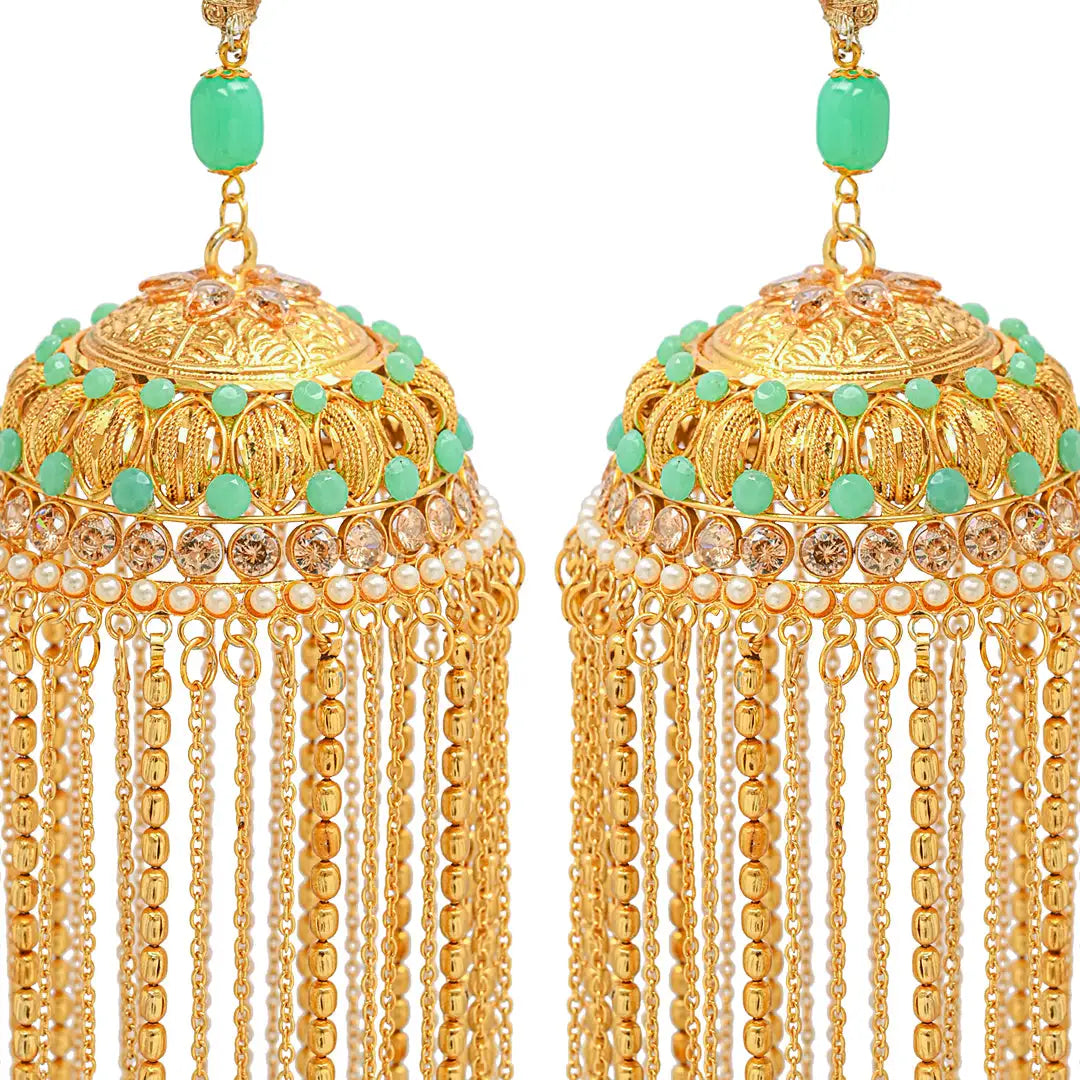 Golden Green Stone & Beads Bridal Kaleera