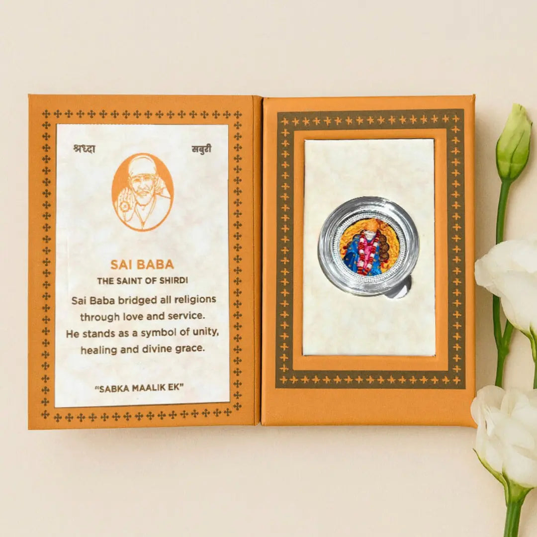 Sai Baba, Silver, Round Shape, UV Print, 1 GM, 999 Purity Silver Coin (Set of 10)