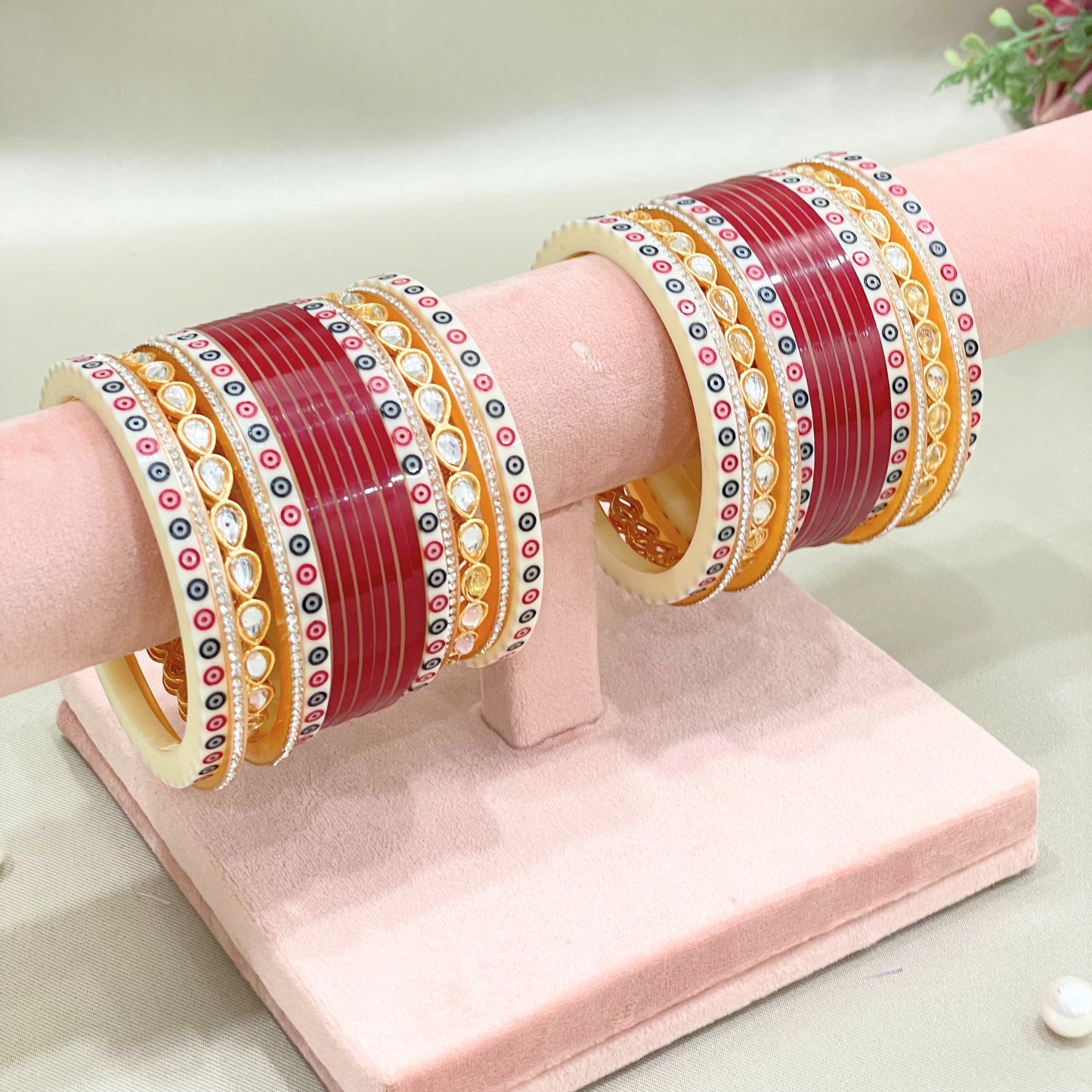 Pure Pearl Shimmer Kundan Dark Red Chooda