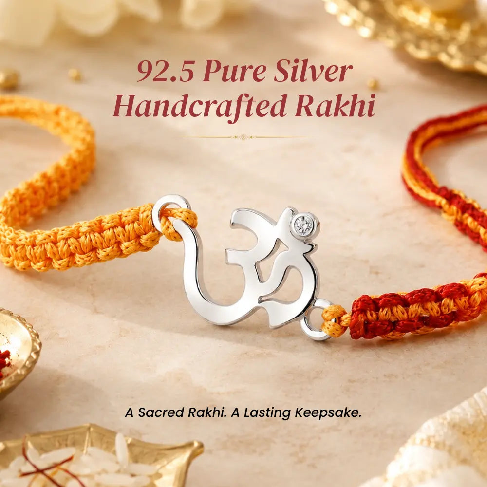 92.5 Silver Om Bracelet Rakhi – Spiritual & Trendy Design for Brother
