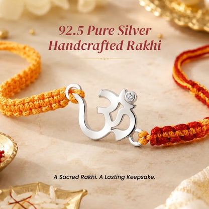 92.5 Silver Om Bracelet Rakhi – Spiritual & Trendy Design for Brother