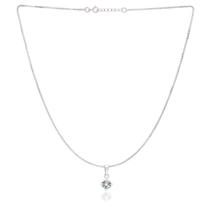 Sterling silver Round Cut Shape Solitaire pendant with Box chain