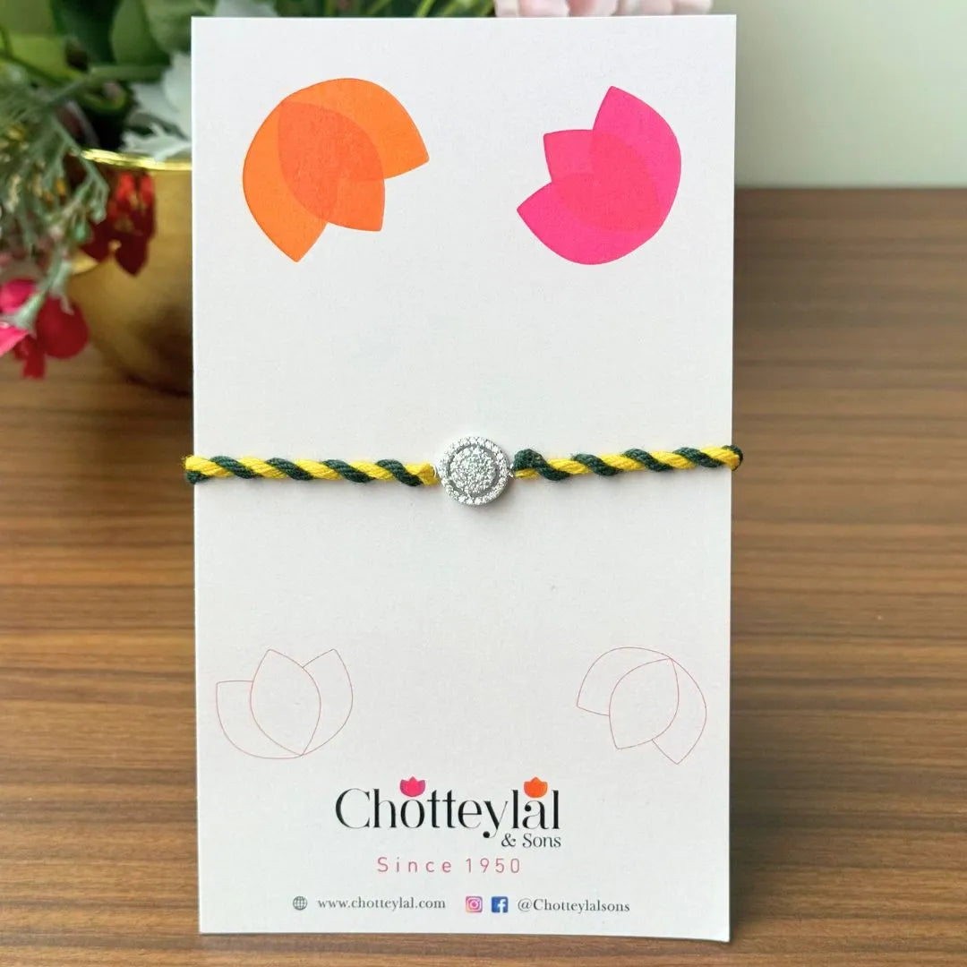 Sterling Bond – Colourful Thread Silver Rakhi for Brother