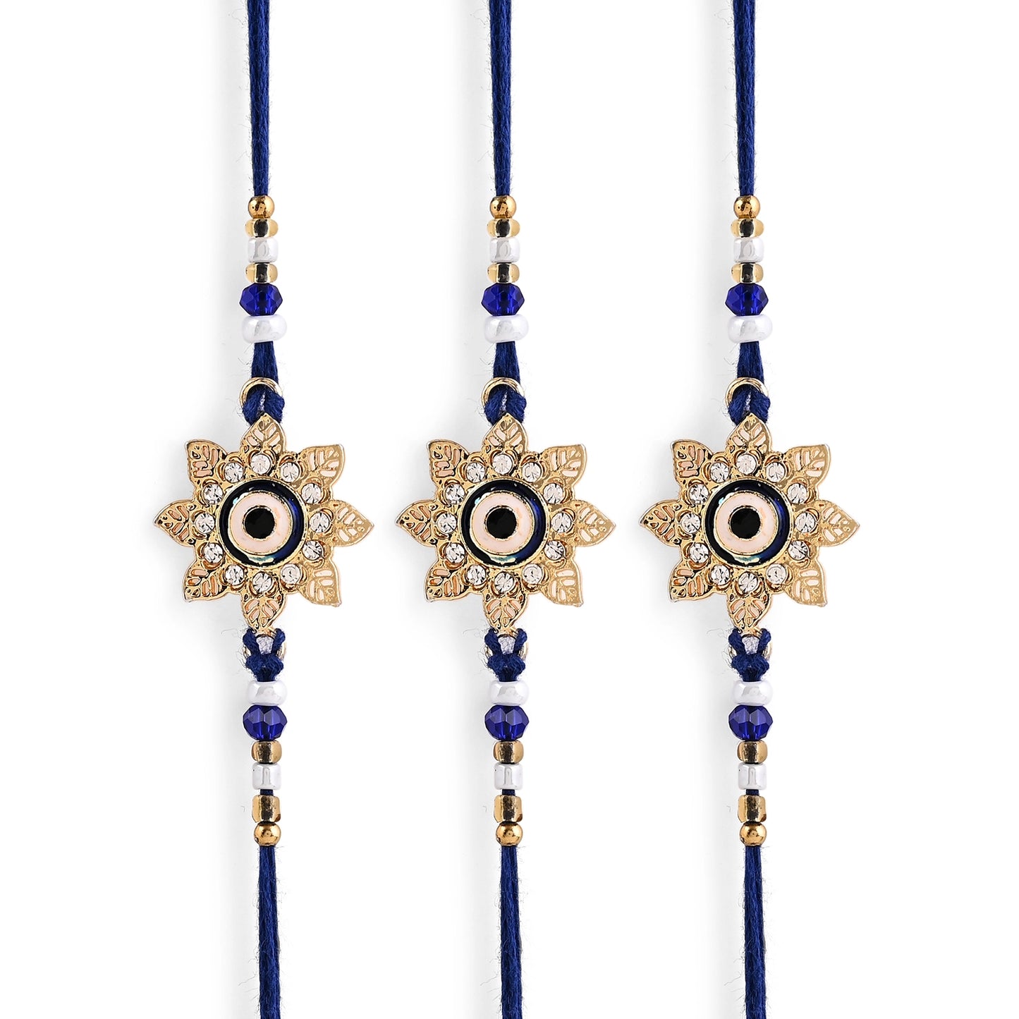 Men's Rakhi - Flower with Evil Eye Design - Set of 3