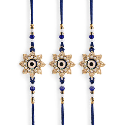 Men's Rakhi - Flower with Evil Eye Design - Set of 3