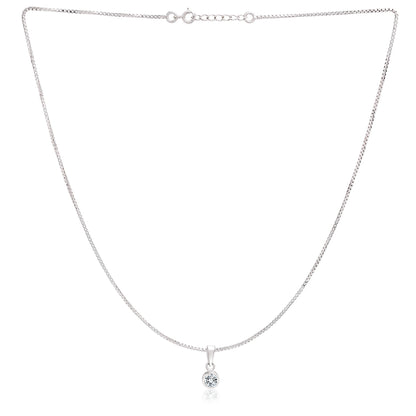 Sterling silver Round Cut Shape Solitaire pendant with Box chain