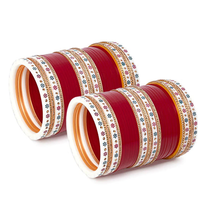 Shreya Gera -  Maroon Hand Finished Designer Chooda With Flower Dots & Shimmer Bangles & Indo-Western Golden Bridal Kaleera