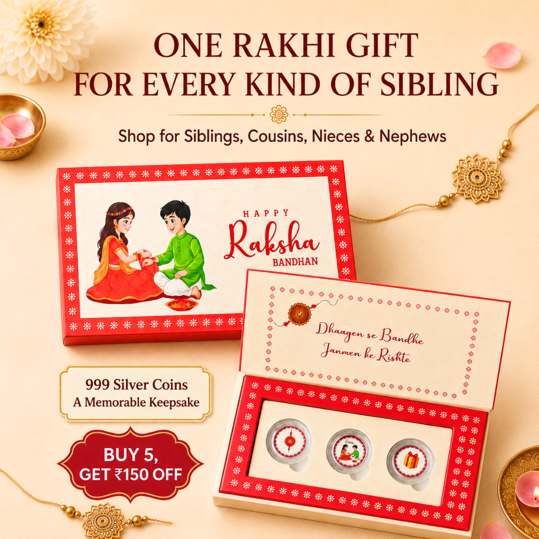 Box of Blessings Red Rakhi Gift, Set Of 3 Coins