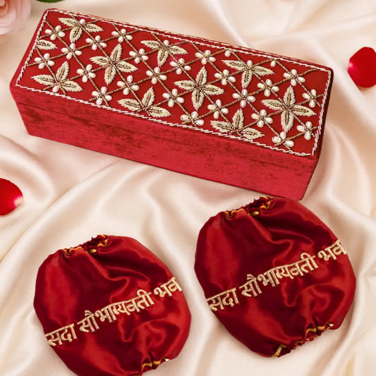 Red Chooda Box with Red Sada Saubhagyavati Chooda Cover – Bridal Combo