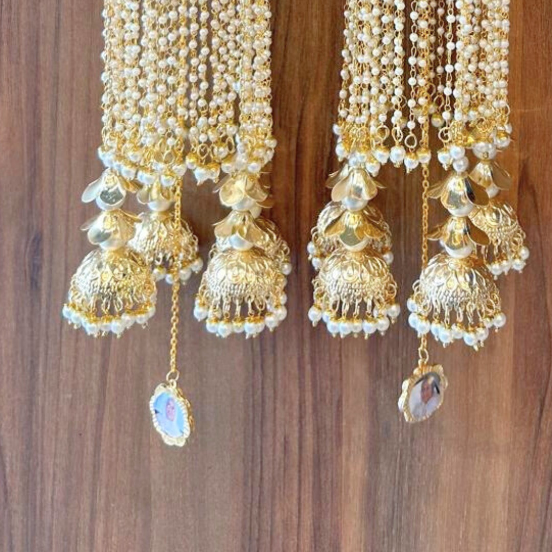 Golden Sleek Dome With Jhumkis Bridal Kaleera - Customizable With Unique Charms