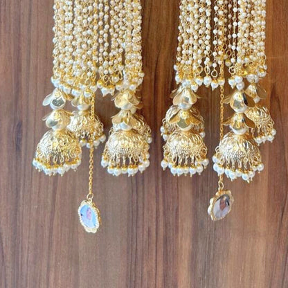 Golden Sleek Dome With Jhumkis Bridal Kaleera - Customizable With Unique Charms