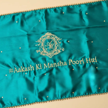 Green Mehndi Mat Customizable With Logo and 1 Line Text
