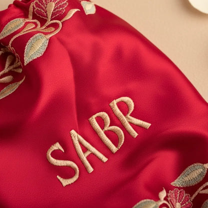 Sabr Shukr Red Chooda Cover – Premium Satin Bridal Cover