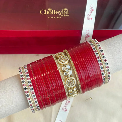 Pure Pearl Classic Heritage Diamond Dark Red Chooda Set of 31