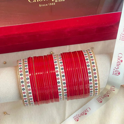 Pure Pearl Classic Heritage Diamond Dark Red Chooda Set of 31