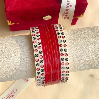 Pure Pearl Classic Heritage Diamond Dark Red Chooda Set of 11