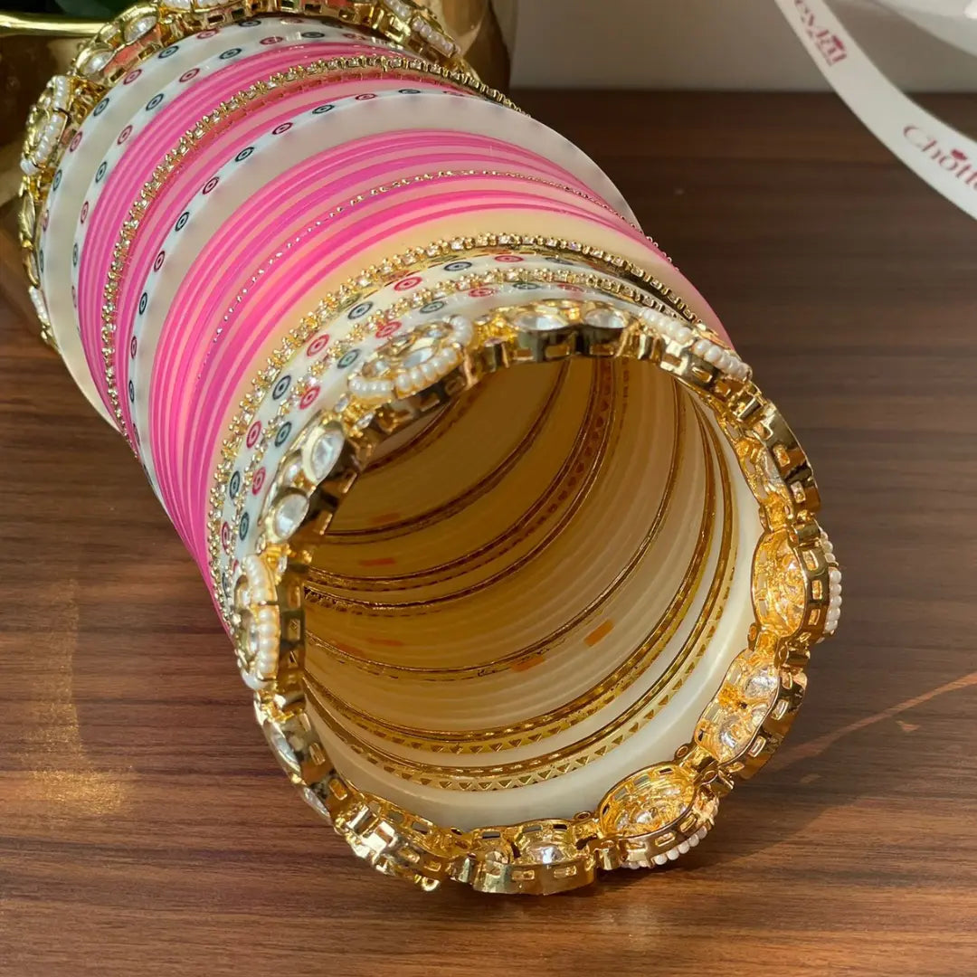 Pink Semi Pearl Bridal Chooda – Chotteylal & Sons