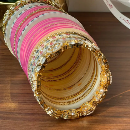 Pink Semi Pearl Bridal Chooda – Chotteylal & Sons