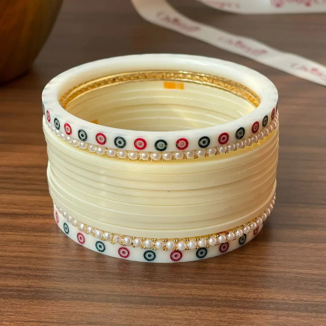 Semi Pearl Ivory Chooda Set of 11