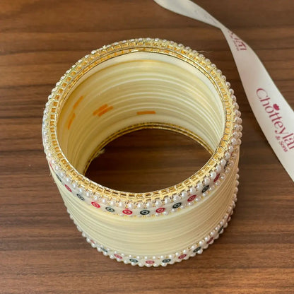 Semi Pearl Ivory Chooda Set of 15