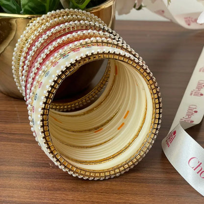 Semi Pearl Dark Red Chooda Set of 21