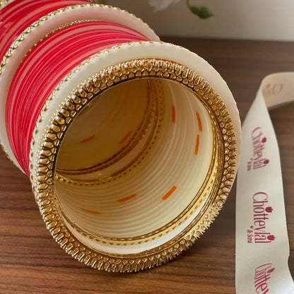 Semi Pearl Dark Red Chooda Set of 31