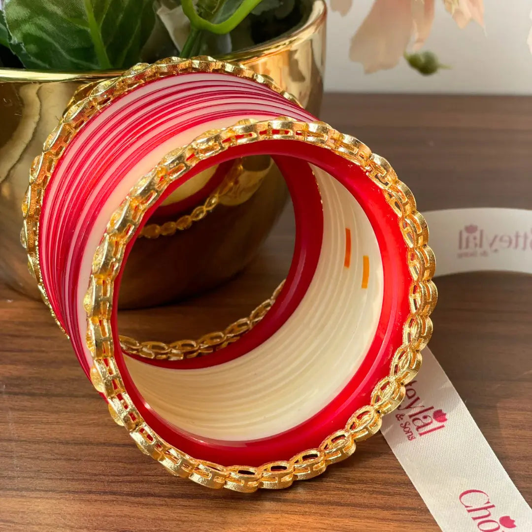 Semi Pearl Dark Maroon Chooda Set of 11