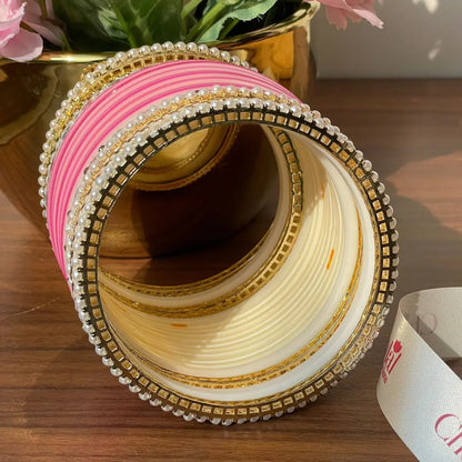 Semi Pearl Pink Chooda Set of 11