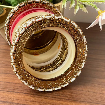 Semi Pearl Dark Red Chooda Set of 15