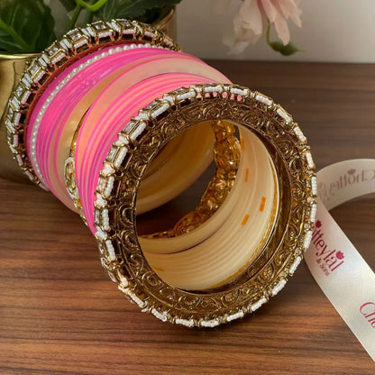 Semi Pearl Pink Chooda Set of 21