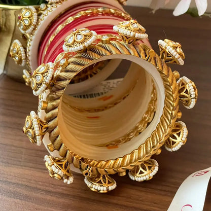 Semi Pearl Dark Red Chooda Set of 21