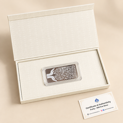 Leaf In Hand Blessings - 999 Silver Bar Coin, Single (Multiple Weights)